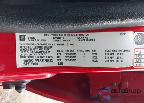 2008 Chevrolet Colorado Lt из США, поврежденный, VIN 1GCDS13E088136683